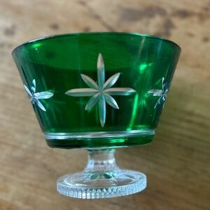 Marquis by Waterford- Green Crystal Footed Bowl